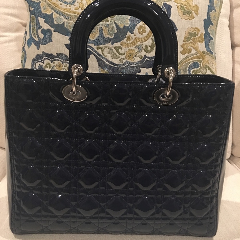 SOLD ON EBAY Dior Large Dark Blue Lady Dior Bag - Picture 2 of 8
